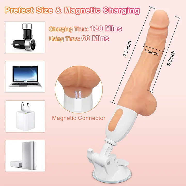 Ortiz – 10 Vibrating & Thrusting Remote Control Realistic Dildo Sex Machine