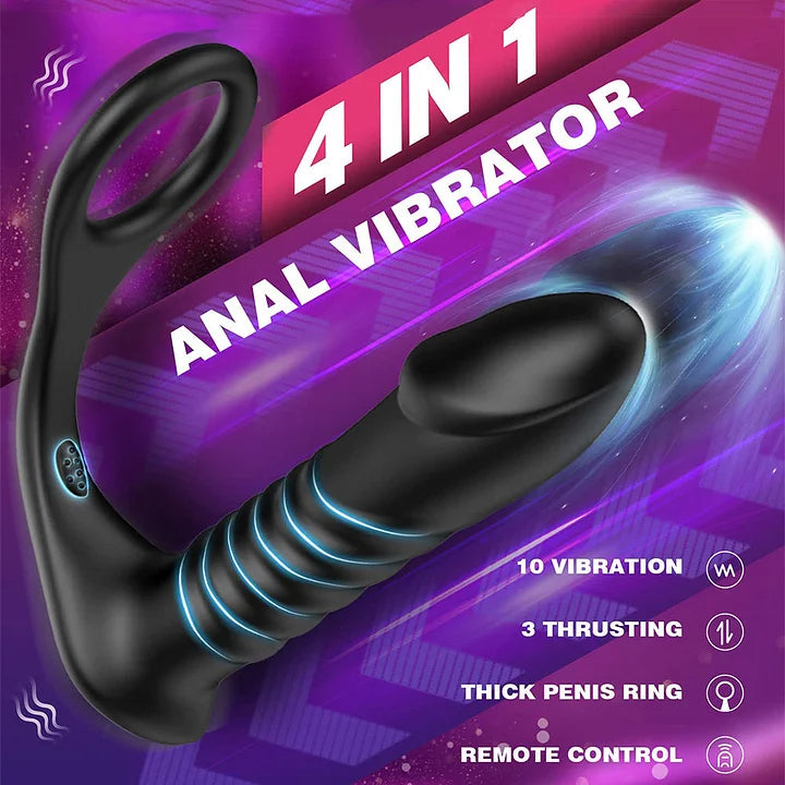 Wireless Remote Control 10 Thrusting & Vibrating Male Anal Vibrator Prostate Massager