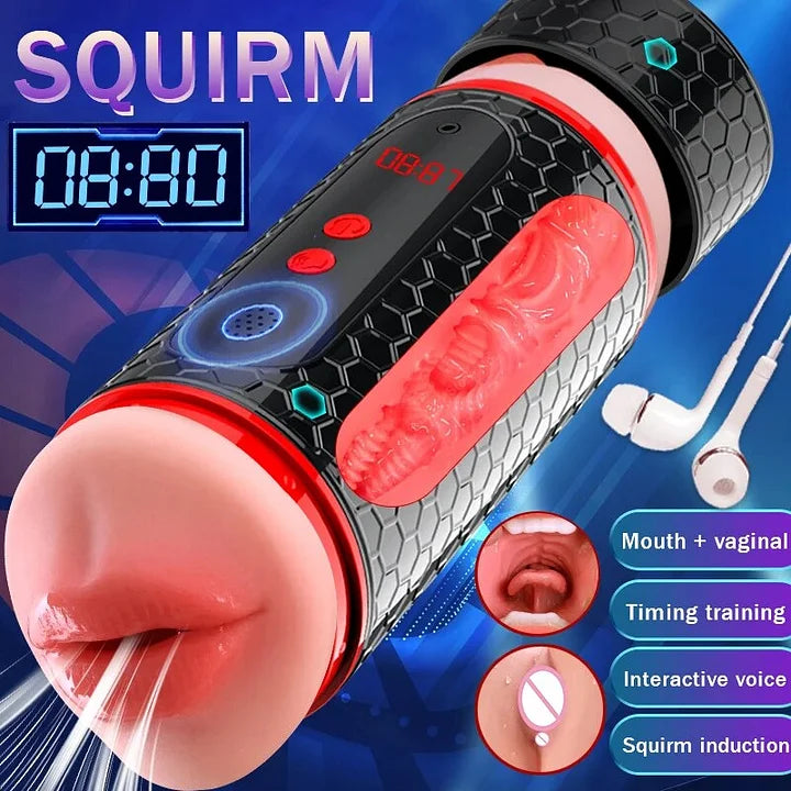 Automatic Real Soft Oral Vaginal Oral Sex Machine Double-Channel Masturbation Cup
