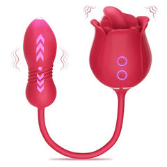 Rose Toy Vibrator for Woman – 3 in 1 Clitoral Stimulator Tongue Licking Thrusting G Spot Dildo Vibrator with 9 Modes, Rose Adult Sex Toys Games, Clitoris Nipple Licker for Women Man Couple