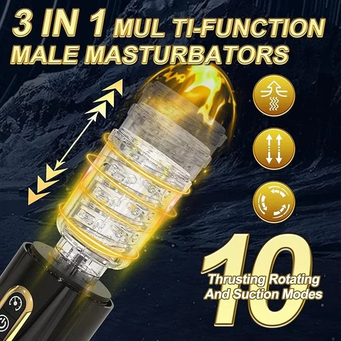 Gage – 10 Telescopic Rotations and 10 Suction Modes with 3D Realistic Vagina Textured Automatic Male Oral Sex Masturbator