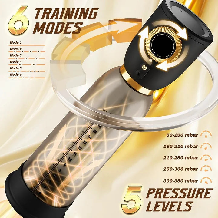 6 Training Modes & 5 Suction Intensities Male Air Pressure Sex Toy Electric Penis Enlarge Vacuum Pump
