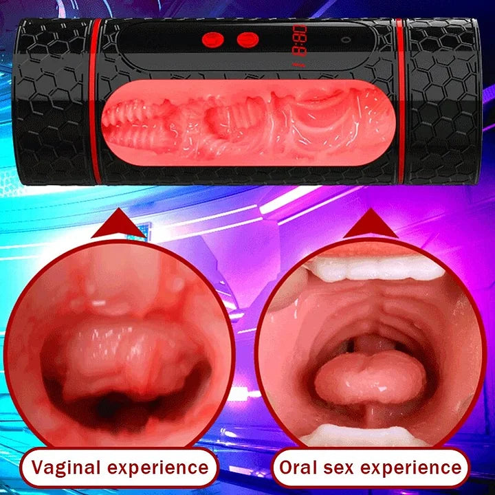 Automatic Real Soft Oral Vaginal Oral Sex Machine Double-Channel Masturbation Cup