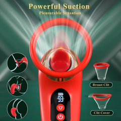 Violet – Sucking Vibrator with 3 Sucking Modes 9 Tongue Licking and Vibrating Settings and LCD Display Rose Sex Toy