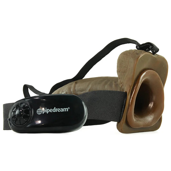 Fetish Fantasy Vibrating 9 Inch Hollow Strap-On In Brown