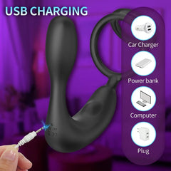 12Vibrating Male Prostate Stimulator Toys Anal Vibrator With Cock Ring