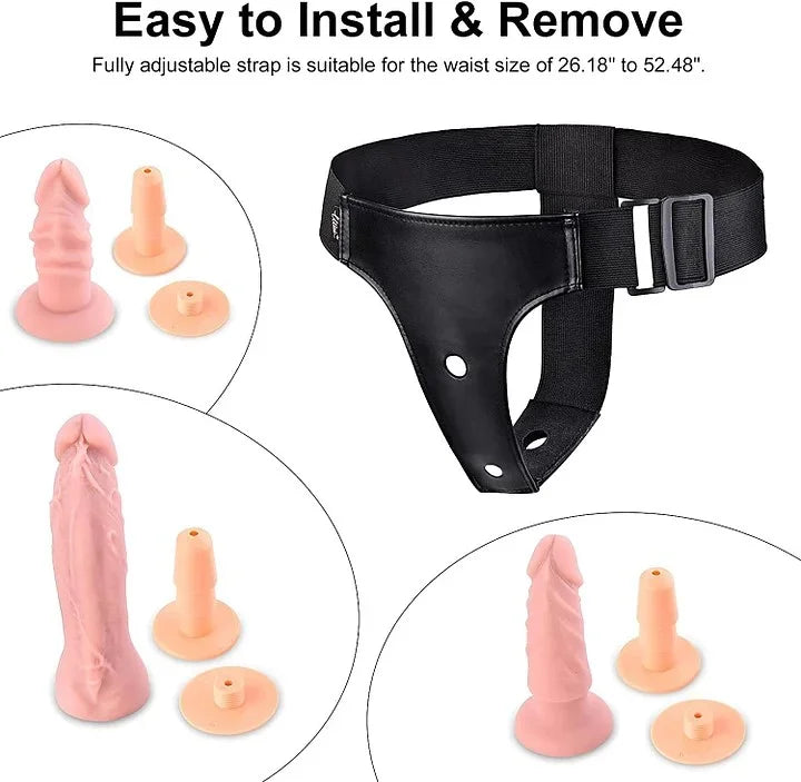 Strap-on Dildo 3 Removeable Silicone Dildos,Hollow Strap-on Set Dildo Pants,SM Sex Toys for Men and Women, Female Massage Masturbation Toys Strap on Harness Dildos for Women & Lesbian Couples
