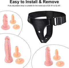 Strap-on Dildo 3 Removeable Silicone Dildos,Hollow Strap-on Set Dildo Pants,SM Sex Toys for Men and Women, Female Massage Masturbation Toys Strap on Harness Dildos for Women & Lesbian Couples