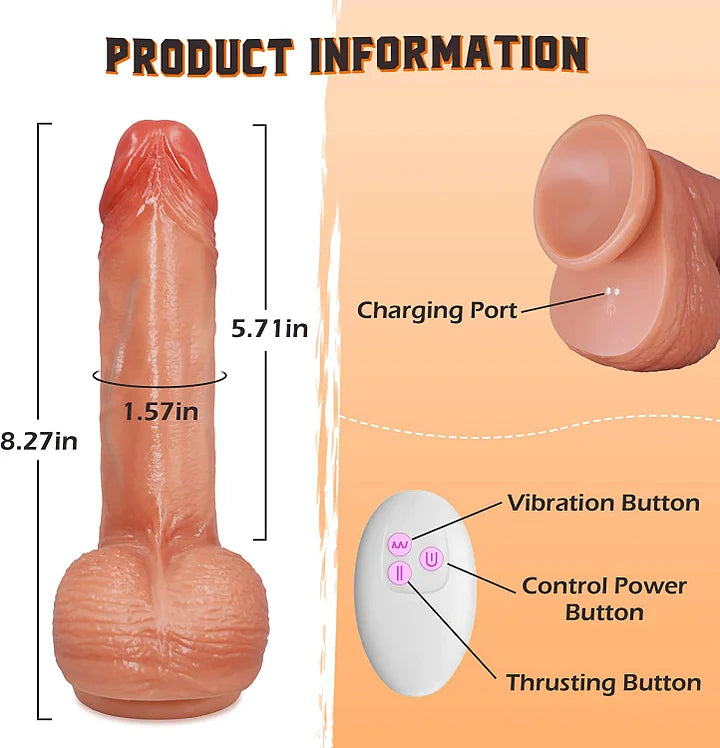 Robinson – Remote Control 3 in 1 Realistic 3 Thrusting & 6 Vibrating Modes Thrusting Dildo Vibrator
