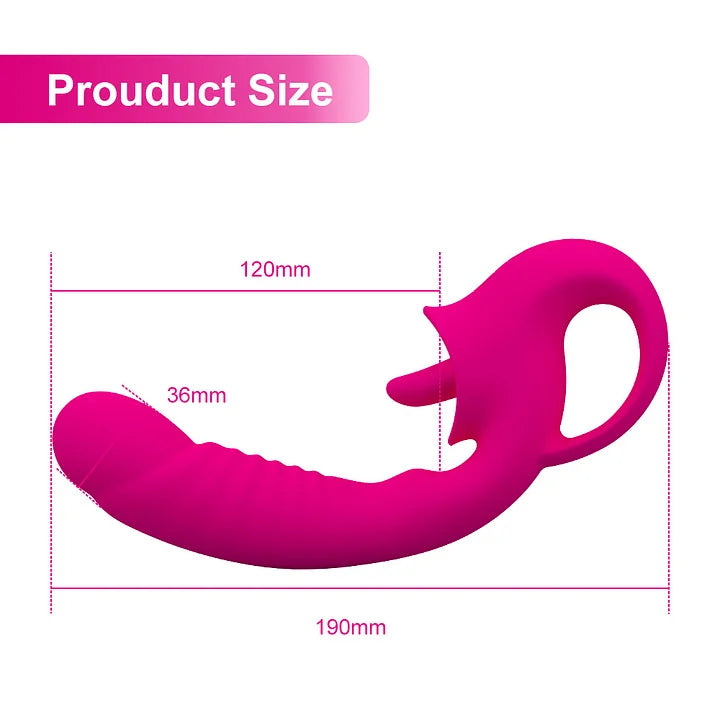 Nina – 2 in 1Nipple Clitoral Stimulator Clitoral 10 Licking & Vibrating G Spot Vibrator Rechargeable Strapless Strap-On Realistic Dildo Vibrator