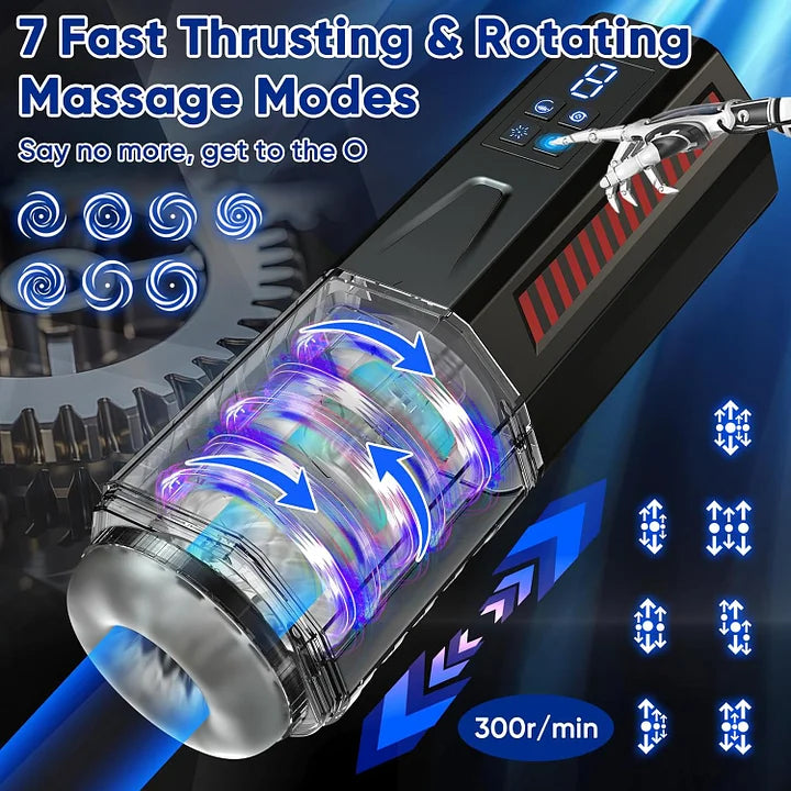 Derek – 7 Vibrating & 7 Thrusting Automatic Adult Sex Toys Male Masturbator Cock Trainer Stimulator Massager for Men Orgasm