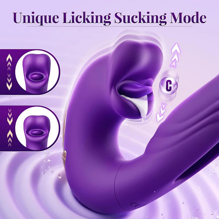 Danica – 7 Flapping & Vibrating & Licking G Spot Vibrator Tongue Toys Thrusting Dildo for Clitoral Stimulation