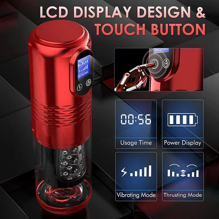Malcolm – Automatic 10 Vibrating & 6 Thrusting LCD Display Male Masturbator Men Pocket Pussy Male Stroker 3D Sleeve Sex Machine
