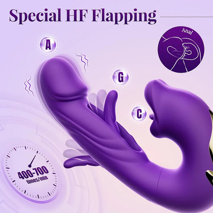 Danica – 7 Flapping & Vibrating & Licking G Spot Vibrator Tongue Toys Thrusting Dildo for Clitoral Stimulation