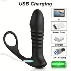 Wireless Remote Control 10 Thrusting & Vibrating Male Anal Vibrator Prostate Massager
