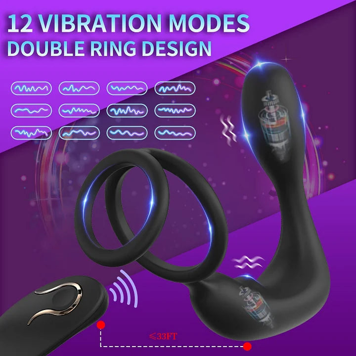 12Vibrating Male Prostate Stimulator Toys Anal Vibrator With Cock Ring
