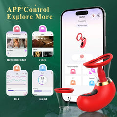Violet – Sucking Vibrator with 3 Sucking Modes 9 Tongue Licking and Vibrating Settings and LCD Display Rose Sex Toy