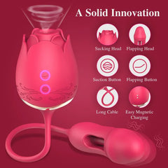 Delilah – 3-in-1 Rose Clitoral Stimulator with Flapping Vibrations