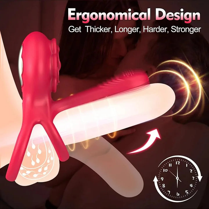 Rose Shackle Remote Control Dual-motor Vibration Penis Ring For Couples