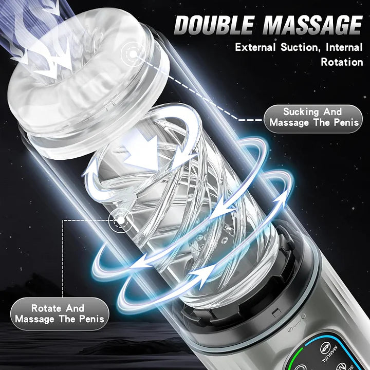 Levi – Automatic 7 Sucking & Rotating & Licking LED Display Pocket Pussy Male Stroker Penis Pump