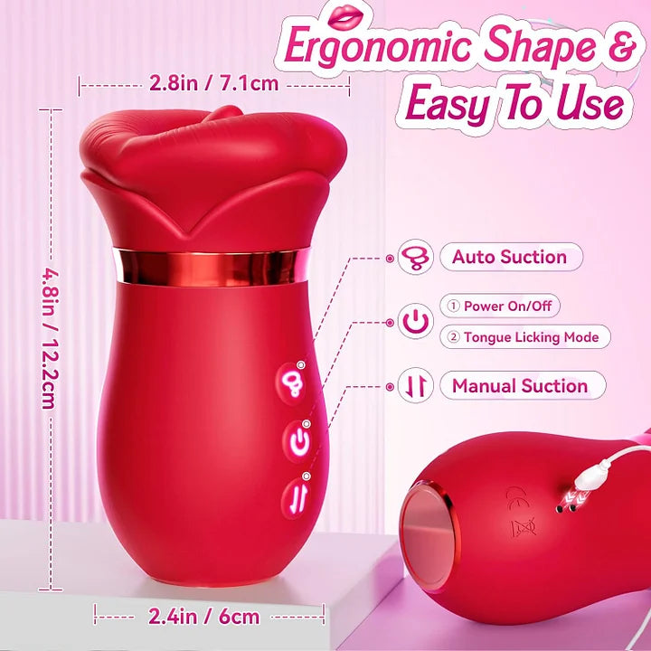 Nevaeh – 4IN1 Mouth Sucking Vibrator 10 Tongue Licking 3 Auto & 1 Manual Sucking Clit Nipple G Spot Vibrators
