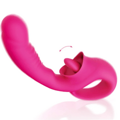 Nina – 2 in 1Nipple Clitoral Stimulator Clitoral 10 Licking & Vibrating G Spot Vibrator Rechargeable Strapless Strap-On Realistic Dildo Vibrator