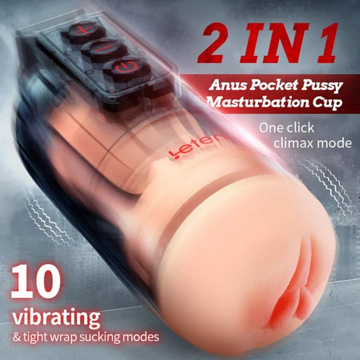 Tristan – Strong Sucking Durable APP Remote Control 2 in 1 Pussy Pockets 10 Vibration Male Masturbation Cup