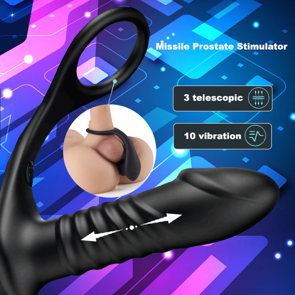 Owen – Telescopic Anal Vibrator Remote Control Prostate Massage with Ejaculation Penis Ring