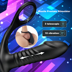 Owen – Telescopic Anal Vibrator Remote Control Prostate Massage with Ejaculation Penis Ring