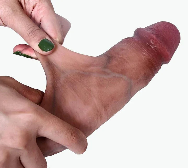REALISTIC SLIDING FORESKIN DILDO
