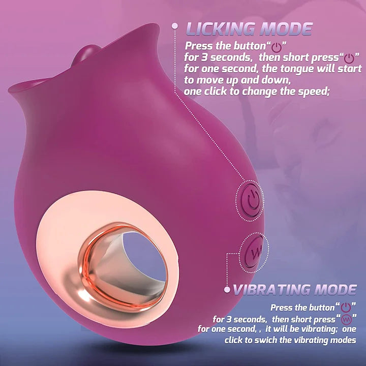 Paulina – 2 in 1 Licking & Vibrating Tongue Vibrator& Nipples Clitoral Stimulator Rose Vibrator