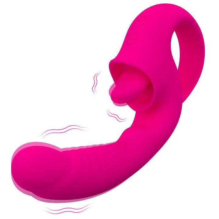 Nina – 2 in 1Nipple Clitoral Stimulator Clitoral 10 Licking & Vibrating G Spot Vibrator Rechargeable Strapless Strap-On Realistic Dildo Vibrator