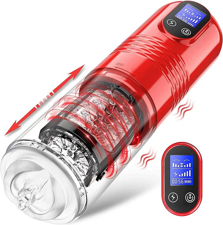 Malcolm – Automatic 10 Vibrating & 6 Thrusting LCD Display Male Masturbator Men Pocket Pussy Male Stroker 3D Sleeve Sex Machine
