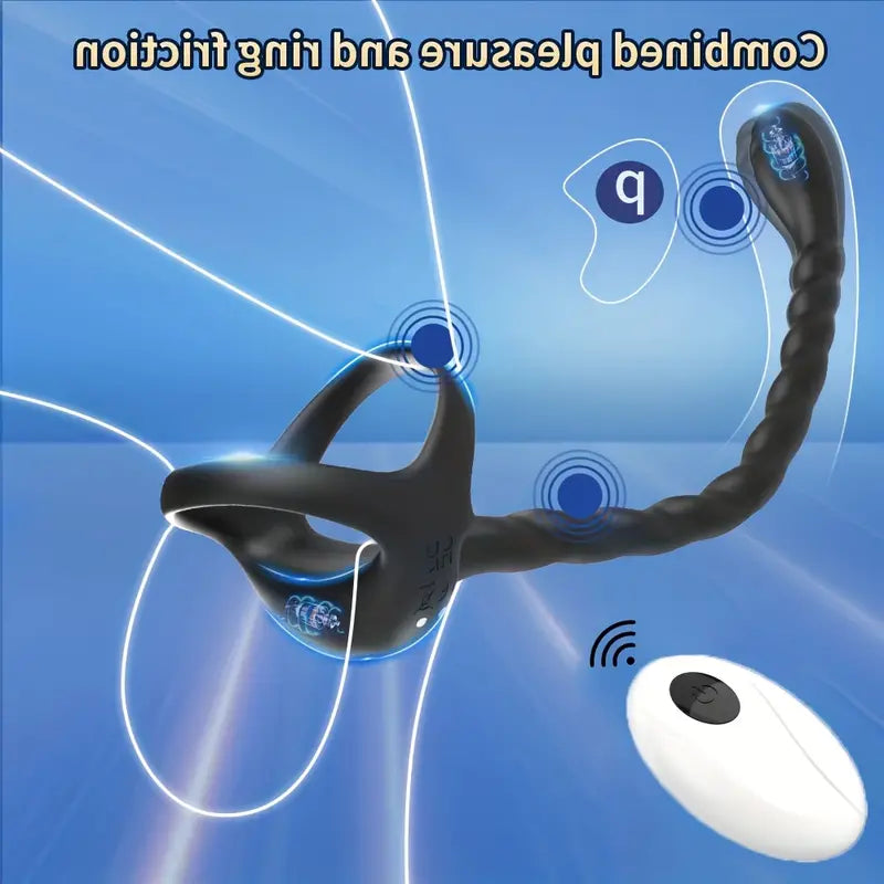 Remote Control Vibrating Cock Ring Prostate Stimulator With Double Mini Bullets For Men Pleasure
