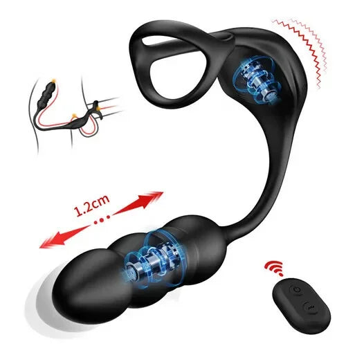 Wolfgang – 9 Thrusting and 9 Vibrating Modes Wearable Prostate Massager, Enhanced by Dual Cock Rings