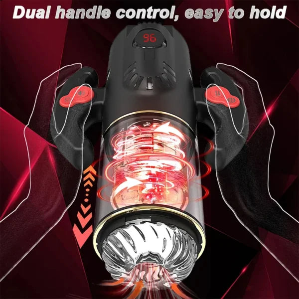 Caspian – Automatic 9 Thrusting Rotating&Sucking Handle Control Blowjob Machine Electric Male Masturbation Cup