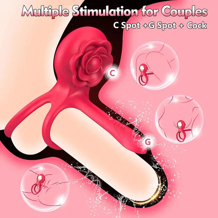 Rose Shackle Remote Control Dual-motor Vibration Penis Ring For Couples