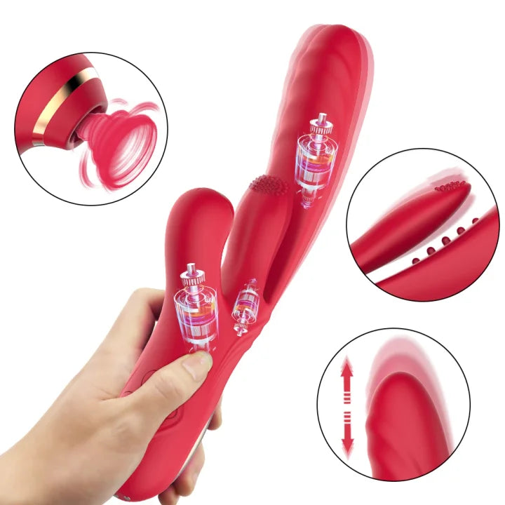 Evadne – 3-in 1 Thrusting & Suction Tongue Vibrator for Clit & G-spot