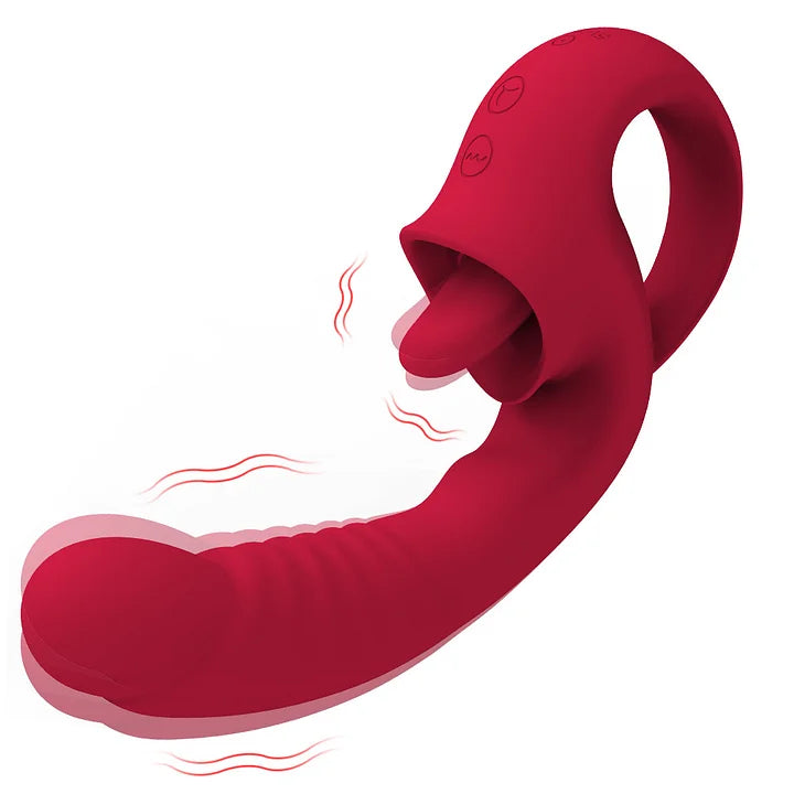 Nina – 2 in 1Nipple Clitoral Stimulator Clitoral 10 Licking & Vibrating G Spot Vibrator Rechargeable Strapless Strap-On Realistic Dildo Vibrator