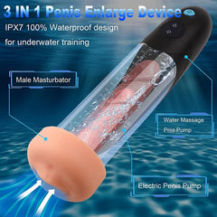 Electric 3 in 1 Water Spa Massager Vacuum Penis Enlarger Male Masturbator Adult Erection Dick Pump Device