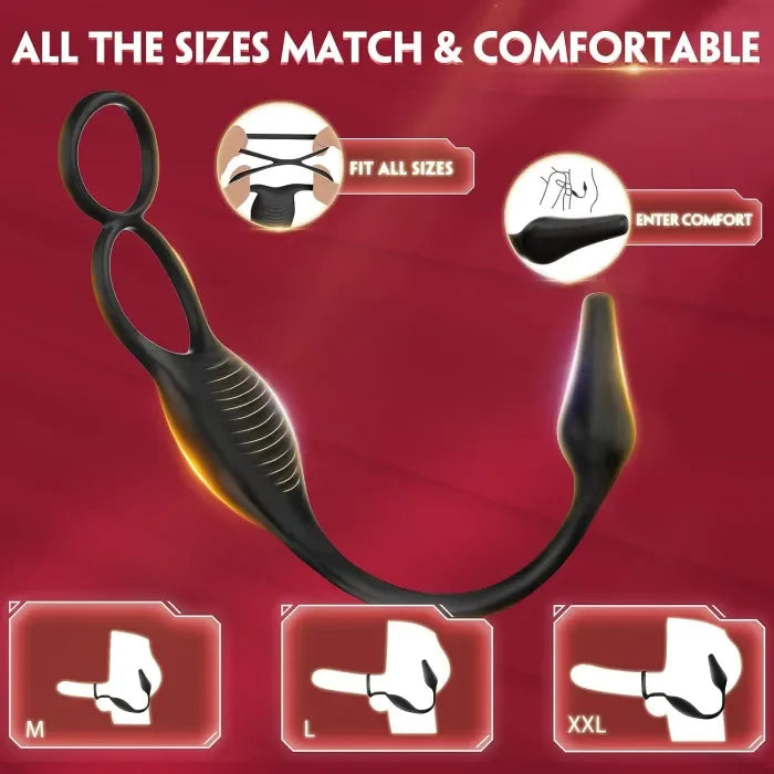 Remote Control 3 In 1 Male Sex Toys Vibrating Cock Ring Prostate Massager 7 Modes Anal Toys Butt Plug G Spot Vibrator Dildo