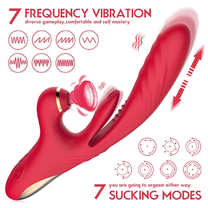 Evadne – 3-in 1 Thrusting & Suction Tongue Vibrator for Clit & G-spot
