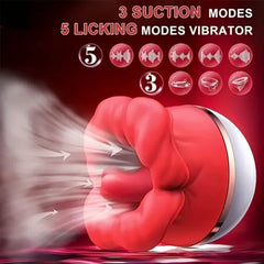 Charlene – 3 Suction 5 Vibrations& Licking Big Mouth Tongue Vibrator & Nipple Clitoral Licker Stimulator