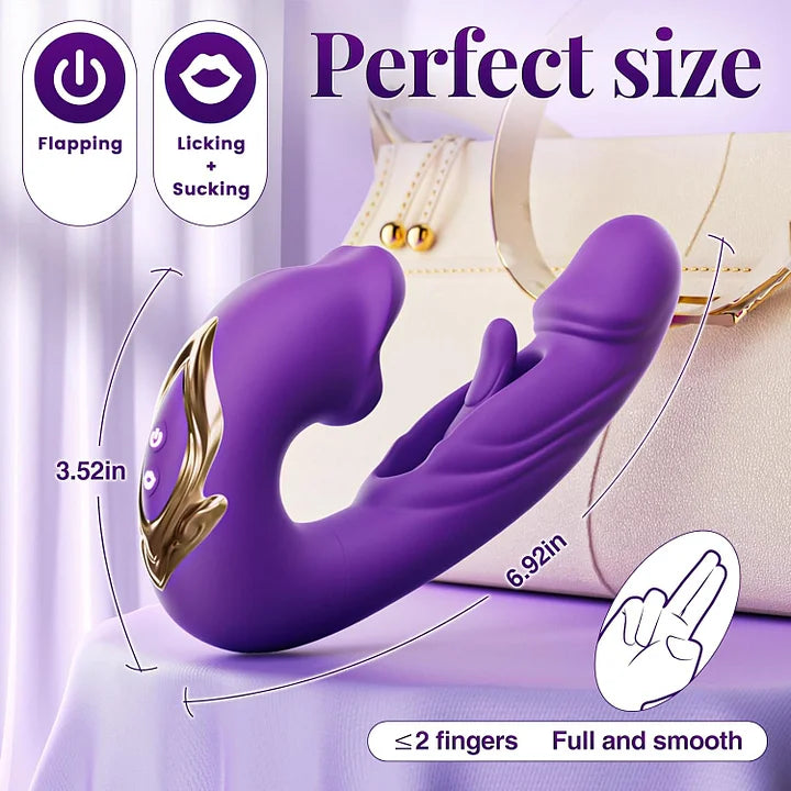 Danica – 7 Flapping & Vibrating & Licking G Spot Vibrator Tongue Toys Thrusting Dildo for Clitoral Stimulation