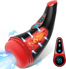 Marshall – 3D Textured Sleeve Heating 9 Sucking & 9 Vibrating Modes Male Stroker LCD Display Pocket Pussy for Men