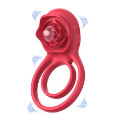 Remote Control Clit Stmulator & Vibrating Penis Ring Rose Toy for Couple