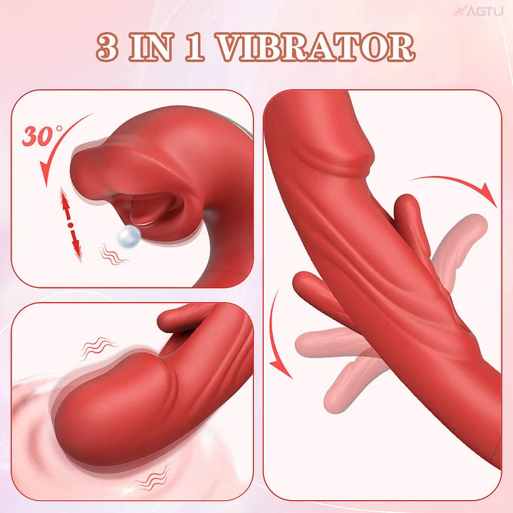 Danica – 7 Flapping & Vibrating & Licking G Spot Vibrator Tongue Toys Thrusting Dildo for Clitoral Stimulation