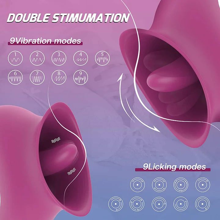 Paulina – 2 in 1 Licking & Vibrating Tongue Vibrator& Nipples Clitoral Stimulator Rose Vibrator