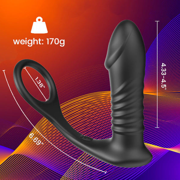 Owen – Telescopic Anal Vibrator Remote Control Prostate Massage with Ejaculation Penis Ring