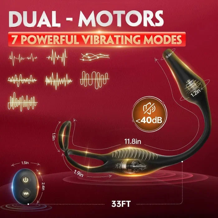 Remote Control 3 In 1 Male Sex Toys Vibrating Cock Ring Prostate Massager 7 Modes Anal Toys Butt Plug G Spot Vibrator Dildo
